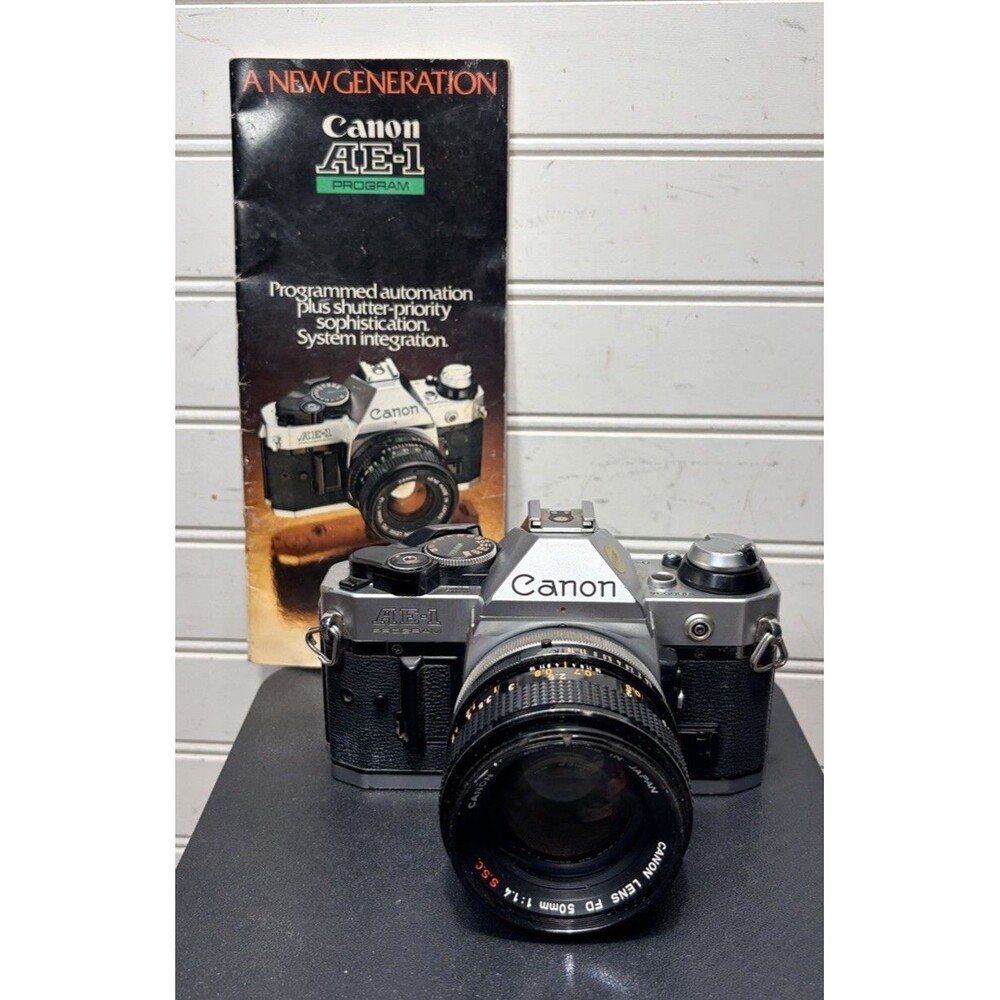 Canon AE-1 Program 35mm SLR Film Camera w/ 50mm lens & new batteries tested READ